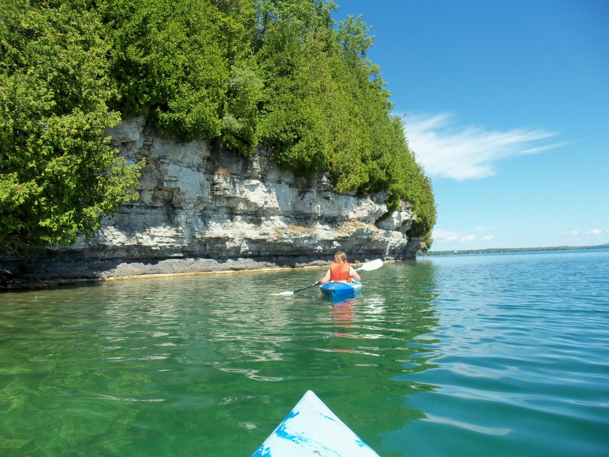 Biking along Lake Mindemoya